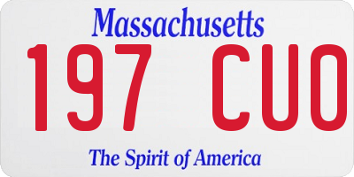 MA license plate 197CU0