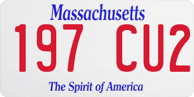 MA license plate 197CU2
