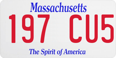 MA license plate 197CU5
