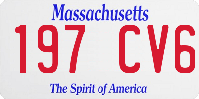 MA license plate 197CV6