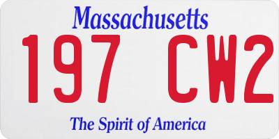 MA license plate 197CW2