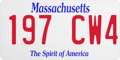 MA license plate 197CW4