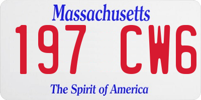 MA license plate 197CW6