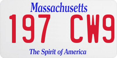 MA license plate 197CW9