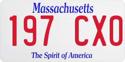 MA license plate 197CX0