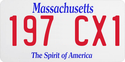 MA license plate 197CX1