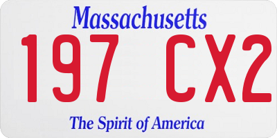 MA license plate 197CX2
