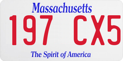 MA license plate 197CX5