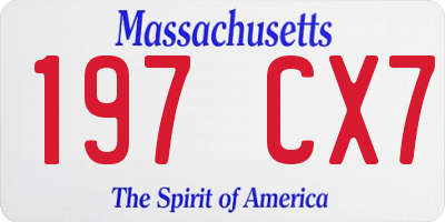 MA license plate 197CX7