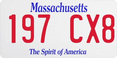 MA license plate 197CX8
