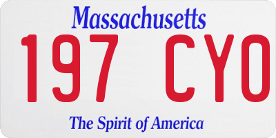 MA license plate 197CY0