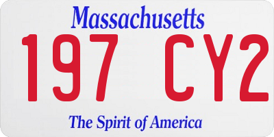 MA license plate 197CY2