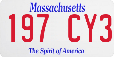 MA license plate 197CY3