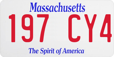 MA license plate 197CY4