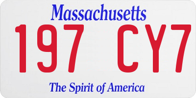 MA license plate 197CY7