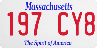 MA license plate 197CY8