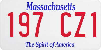 MA license plate 197CZ1