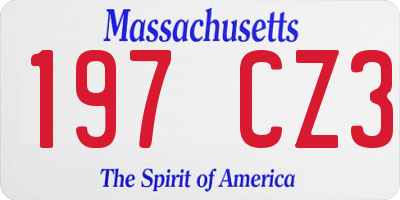 MA license plate 197CZ3
