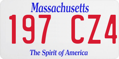 MA license plate 197CZ4