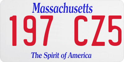 MA license plate 197CZ5