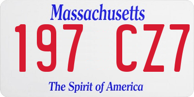 MA license plate 197CZ7