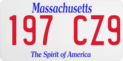 MA license plate 197CZ9