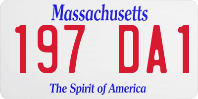 MA license plate 197DA1