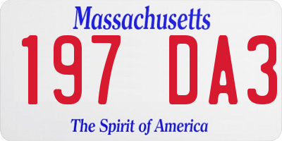 MA license plate 197DA3