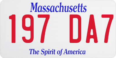 MA license plate 197DA7