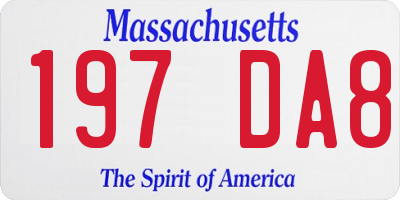 MA license plate 197DA8