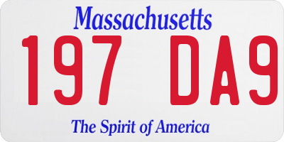 MA license plate 197DA9