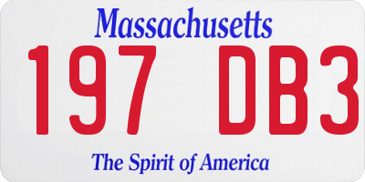 MA license plate 197DB3