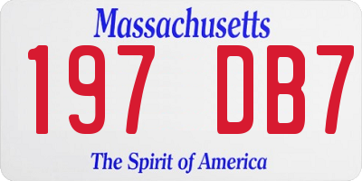 MA license plate 197DB7