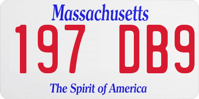 MA license plate 197DB9