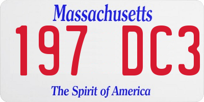 MA license plate 197DC3