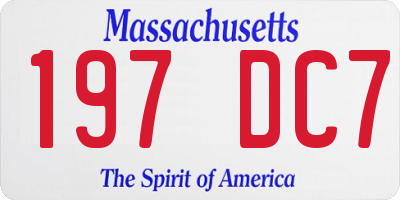 MA license plate 197DC7