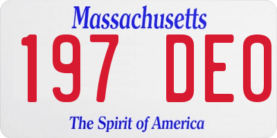 MA license plate 197DE0