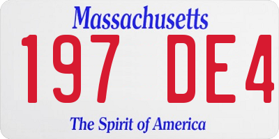 MA license plate 197DE4