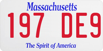 MA license plate 197DE9