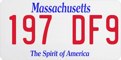 MA license plate 197DF9