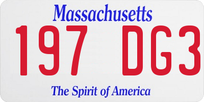 MA license plate 197DG3