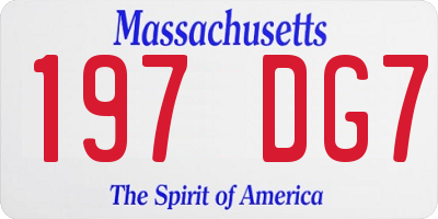 MA license plate 197DG7
