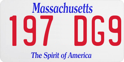 MA license plate 197DG9