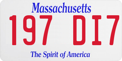 MA license plate 197DI7