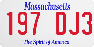 MA license plate 197DJ3