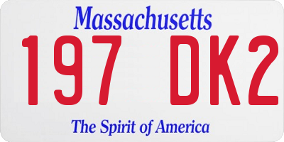 MA license plate 197DK2
