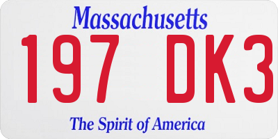 MA license plate 197DK3