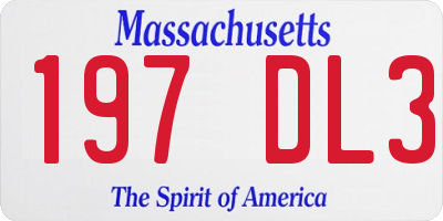 MA license plate 197DL3