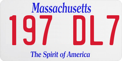 MA license plate 197DL7