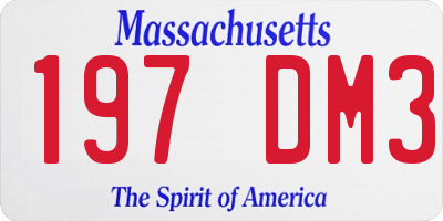 MA license plate 197DM3